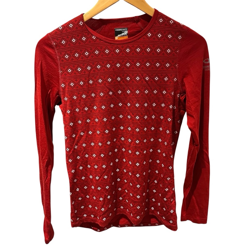 Icebreaker Oasis Align Long Sleeve‎ Red Baselayer Top Size Medium Oxblood/Snow